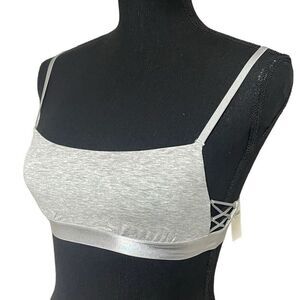 Aerie Real Good Heather Gray Scoop Neck Lace Up Side Bralette N0501